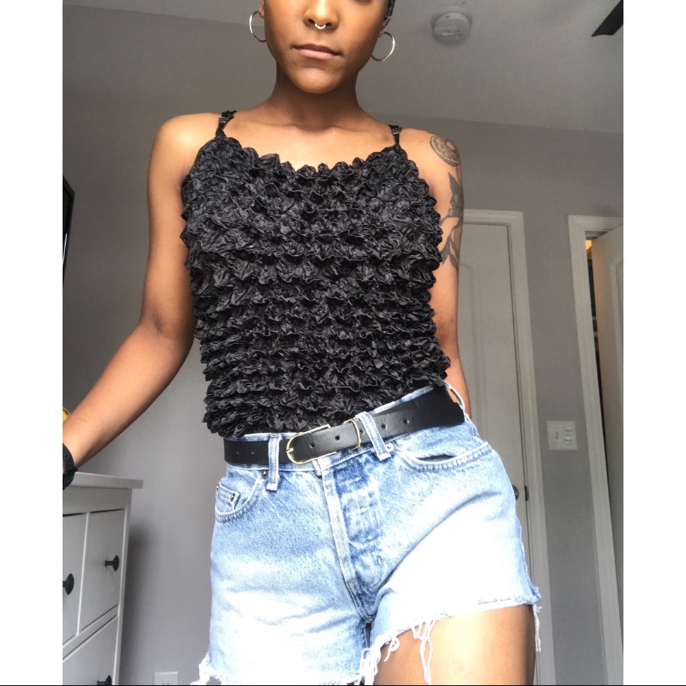 SOLD Black Popcorn Tank Top